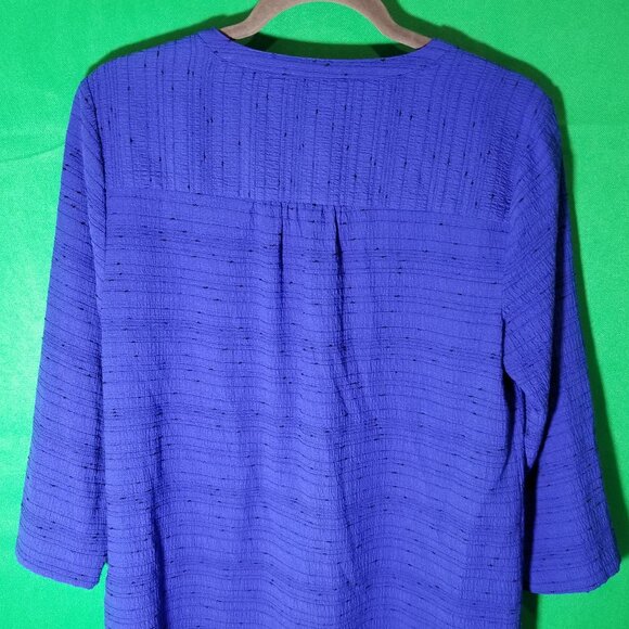 Liz Claiborne Women Medium Blue Black 3/4 Sleeve Business Work Casual Dressy - Picture 3 of 6